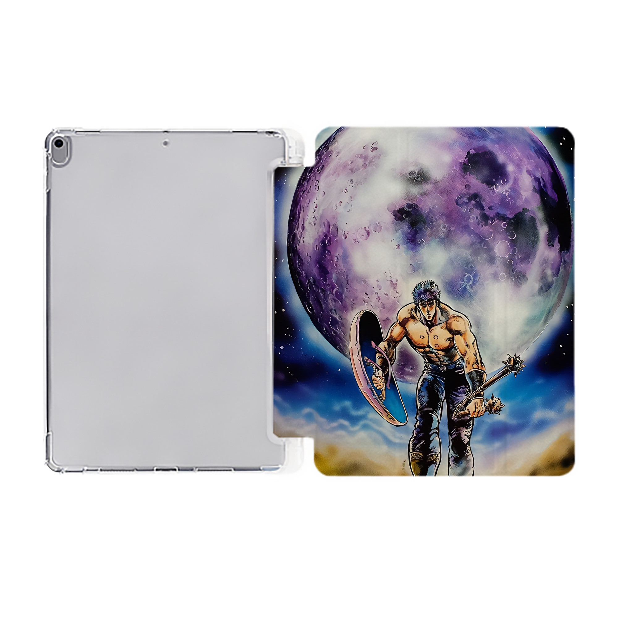 （画像用） 北斗の拳 Fist of the North Star IPad ケース ペン収納付き 三つ折りスタンド PUレザー×シリコン 対応機種9.5/10.5/10.9インチ